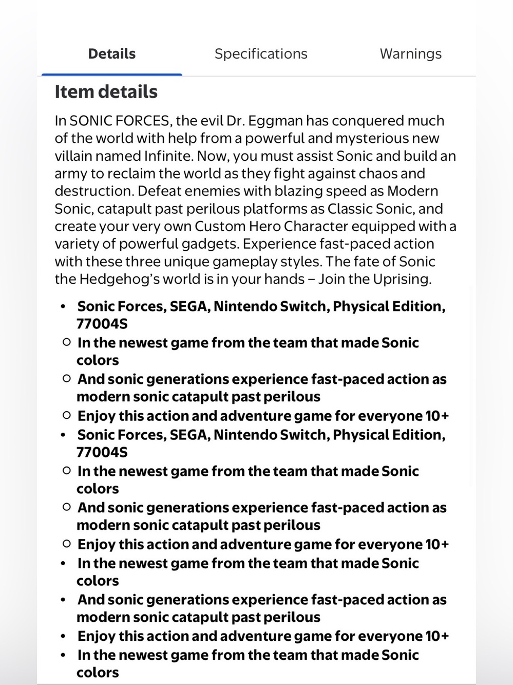Sonic Forces ~ Nintendo Switch - Picture 4 of 8
